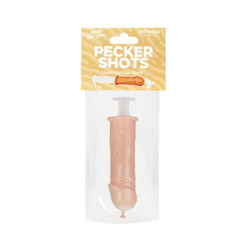 Vanilla-colored novelty liquid syringe shot in playful packaging for party use.