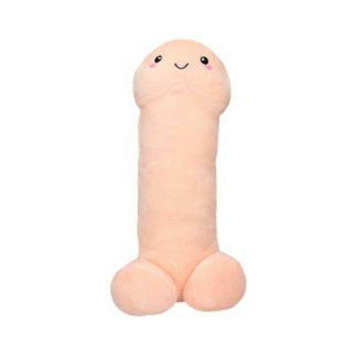Soft light pink plush toy with a smiling face, designed as a playful novelty gift.