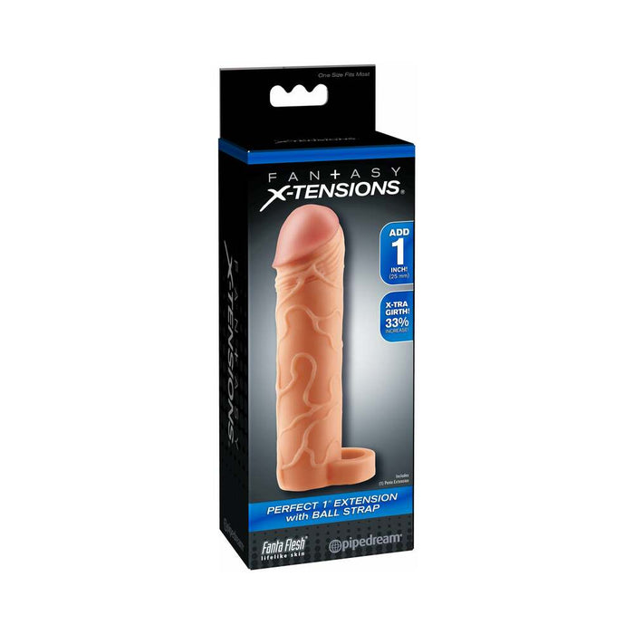 Perfect 1 inch Extension with Ball Strap Beige - SexToy.com