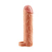 Realistic 2-inch flesh-toned extension with textured veins and attached ball strap for enhanced comfort and control.