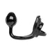 Black Armour Tug Lock device featuring a connected cock ring and curved butt plug with a smooth, glossy finish.