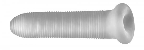 Clear 6.5-inch Perfect Fit Fat Boy Micro Ribbed Sheath with textured surface and closed tip design