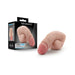 Vanilla beige 5-inch realistic packer dildo with soft texture displayed next to black packaging box.