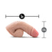 Vanilla beige 5-inch packer dildo with realistic texture and subtle pink head, shown with size measurements.
