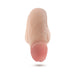 Vanilla beige 5-inch realistic packer dildo with subtle skin texture and tinted head for natural appearance.