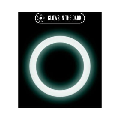 Glow-in-the-dark silicone cock ring with smooth, stretchy design for comfort and durability.