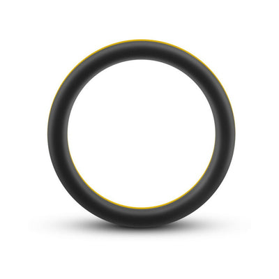Black and green silicone cock ring with a smooth, rounded design on a white background.