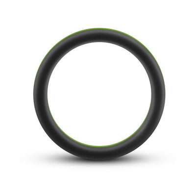 Black silicone ring with subtle green edge detail, smooth matte finish, shown on white background.