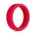 Red silicone cock ring with a smooth, flat design for comfortable and secure wear.