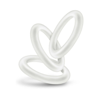 Set of three translucent white premium silicone rings with smooth finish, designed for comfort and durability.