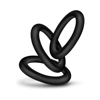 Set of three black premium silicone rings with a smooth finish, designed for comfort and durability.