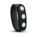 Black silicone adjustable strap with three silver snap buttons, designed for comfort and secure fit.