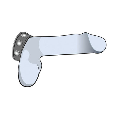 Illustration of a black silicone 3-snap adjustable strap designed for secure and comfortable wear.