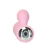 Pink dual stimulator with curved shaft and clitoral attachment, featuring a shiny control panel with Swarovski crystal button.