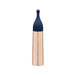 Navy silicone mini massager head with rounded tip attached to a textured rose gold bullet vibrator base.