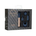 Pillow Talk Secrets Desires 6-piece navy silicone mini massager set with rose gold bullet vibrator in black packaging.