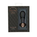 Pillow Talk Secrets Pleasure mini massager in black with rose gold lattice detail in black retail packaging.