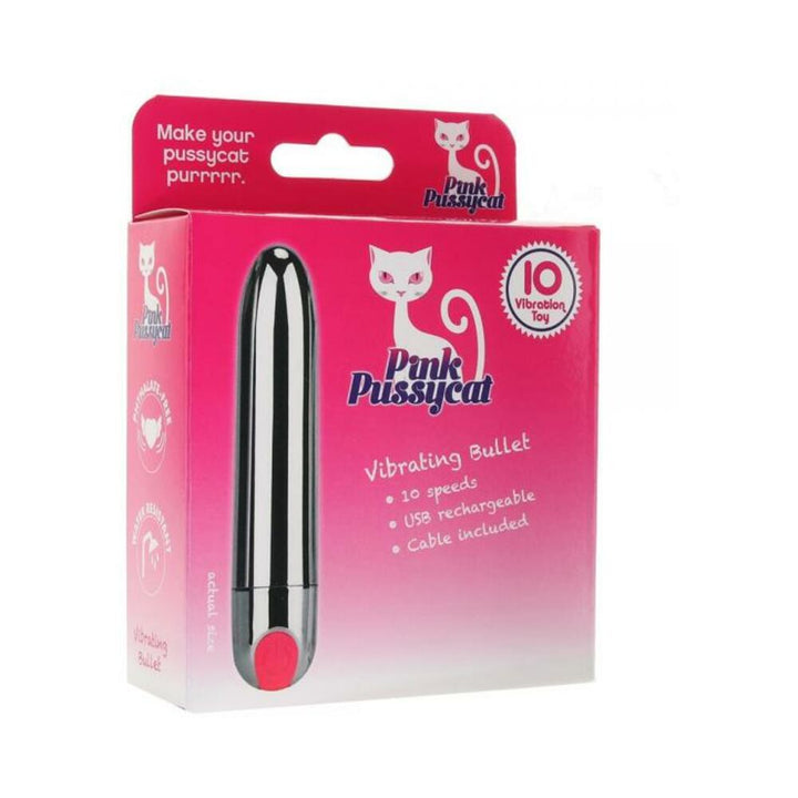 Pink Pussycat Vibrating Bullet Silver | SexToy.com