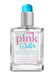 Clear 4oz glass bottle of Pink Water water-based lubricant with blue pump and pink and blue label text.