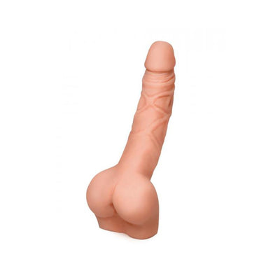Realistic handheld masturbator with detailed 7-inch shaft and lifelike round buttocks for dual pleasure experience