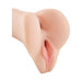 Realistic flesh-toned vibrating male masturbator with detailed lips and soft texture.