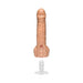 Beige realistic dildo with suction cup base shown detached, highlighting internal refillable feature.
