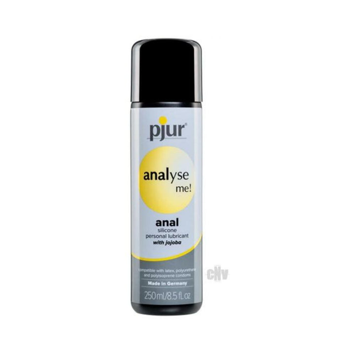 250ml bottle of Pjur Analyse Me! silicone personal anal lubricant with jojoba extract and black cap