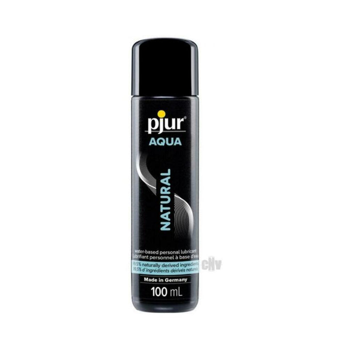 Pjur Aqua Natural 100 ml water-based personal lubricant bottle with black label and blue text