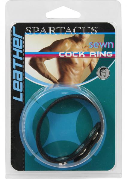 Plain Joe Sewn Leather Cock Ring with Snaps Black | SexToy.com