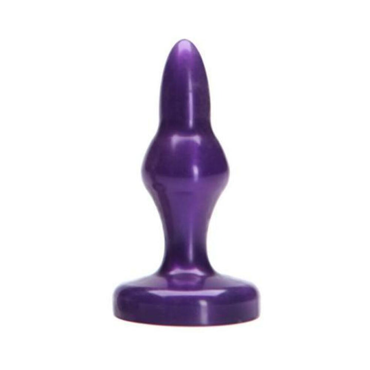 Compact purple beginner-friendly silicone plug with tapered tip and flared base for comfortable use.