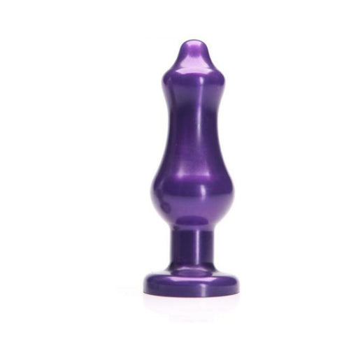 Purple silicone butt plug with tapered tip and flared base, designed for comfortable and safe use.