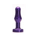 Purple silicone butt plug with a tapered tip and flared base designed for comfortable, secure wear.