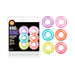 Six-pack of colorful stretchy silicone rings with packaging labeled King of the Ring by Play With Me