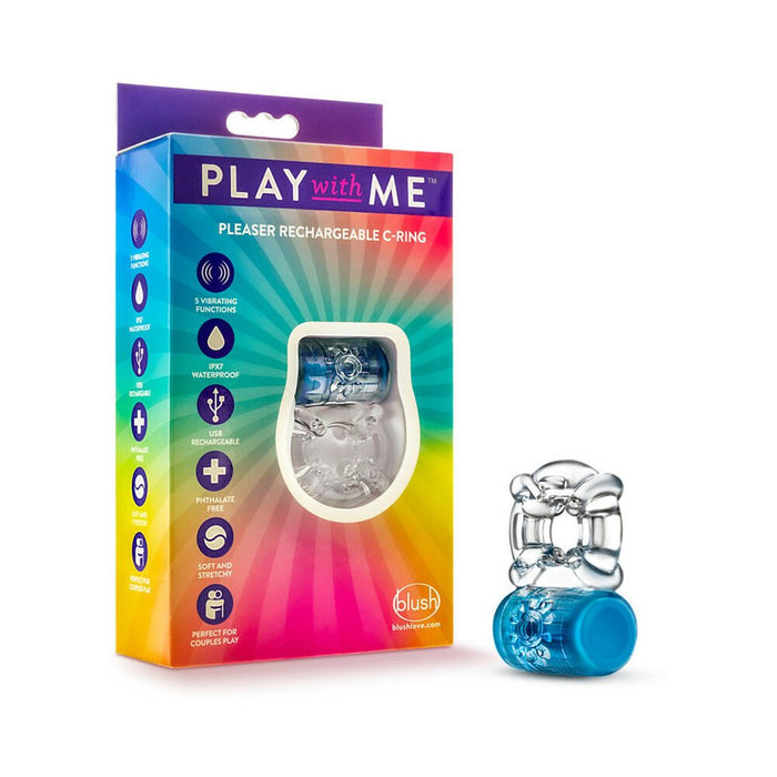 Play With Me - Pleaser Rechargeable C-ring - Blue - SexToy.com