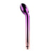 Sleek rechargeable G-spot vibrator with a curved shaft and chrome ombre finish in purple and pink gradient.