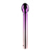 Sleek rechargeable G-spot vibrator with a smooth, curved head and chrome ombre finish in purple and pink tones.