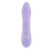 Opalescent lavender silicone G-spot vibrator with curved tip and power button at base.