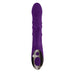 Purple rechargeable silicone dual stimulation vibrator with thrusting shaft and bunny-shaped clitoral stimulator.