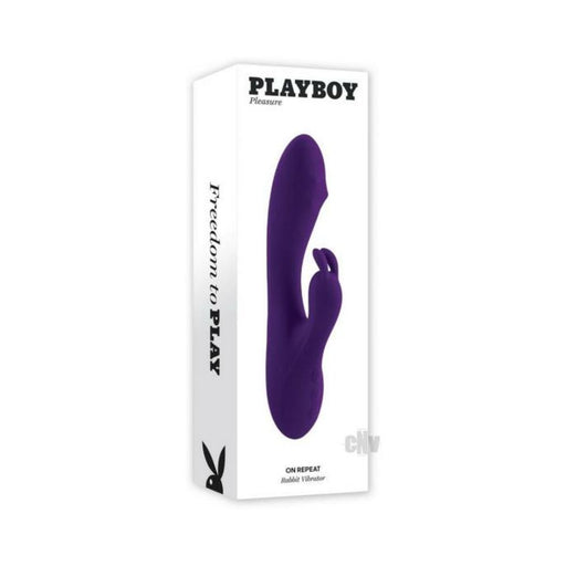Playboy On Repeat Rechargeable Silicone Rotating Rabbit Vibrator Purple - SexToy.com