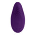 Purple silicone wearable vibrator with textured curved design, compact and discreet for remote-controlled use.