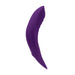 Purple curved silicone wearable vibrator with textured surface, designed for discreet remote-controlled use.
