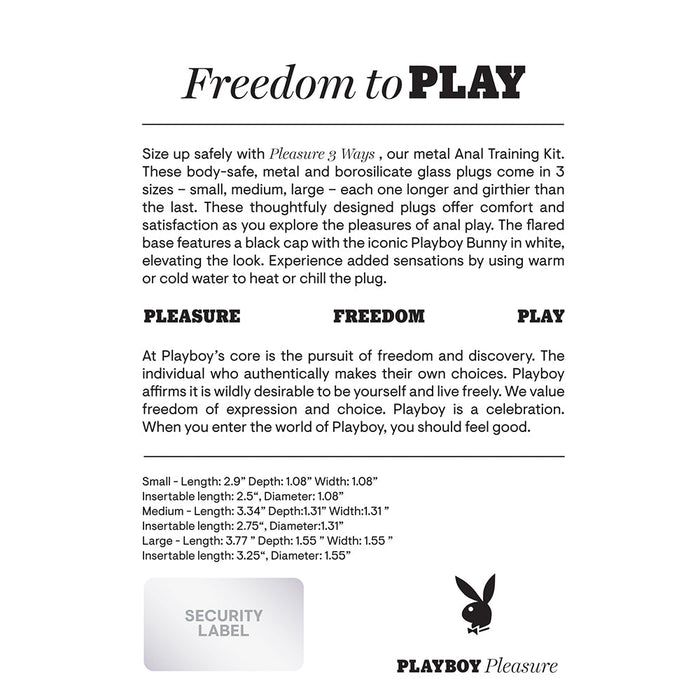Playboy Pleasure 3 Ways 3-piece Metal Anal Plug Set Hematite - SexToy.com