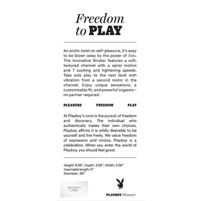 Playboy Solo Rechargeable Sucking Vibrating Masturbator - SexToy.com