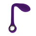 Purple rechargeable silicone G-spot vibrator with a textured head and ergonomic handle ring.
