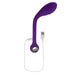 Purple rechargeable silicone G-spot vibrator with USB charging cable and ergonomic curved design.