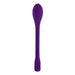 Purple rechargeable silicone G-spot vibrator with a textured, flexible shaft and power button at the base.