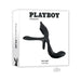 Playboy The 3 Way Rechargeable Remote Controlled Vibrating Silicone Cockring With Stimulator Black | SexToy.com
