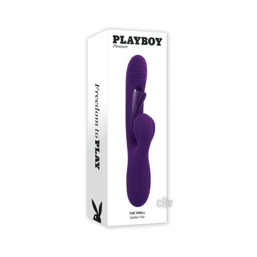 Playboy The Thrill Rechargeable Silicone Dual Stim Vibrator With Flapper Acai - SexToy.com