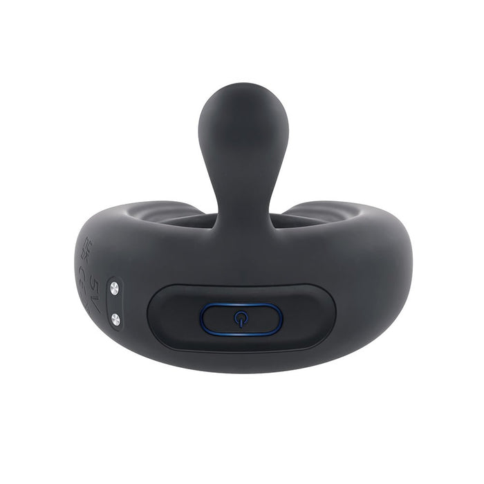 Playboy Triple Play Rechargeable Remote Controlled Vibrating Silicone Cockring With Stimulator Black - SexToy.com