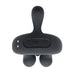 Black silicone triple motor vibrating cock ring with remote control power button visible, designed for support and stimulation.